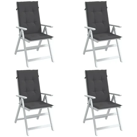 Vier Stuhlkissen mit hoher Rückenlehne, grauer Anthrazit-Melange-Stoff. von vidaXL, Kissen für Stühle und Sofas - Ref: Foro24...