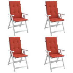 Cojines silla respaldo alto 4 uds tela rojo melange 120x50x4 cm