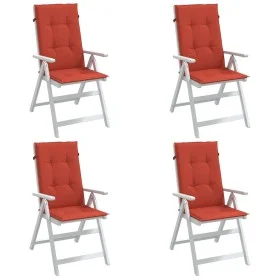Vier Stück Stuhlkissen mit hoher Rückenlehne, aus rotem Melange-Stoff, 120x50x4 cm. von vidaXL, Kissen für Stühle und Sofas -...