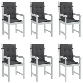 6 Stück Sitzkissen mit niedriger Rückenlehne, grauer Anthrazit-Melange-Stoff. von vidaXL, Kissen für Stühle und Sofas - Ref: ...