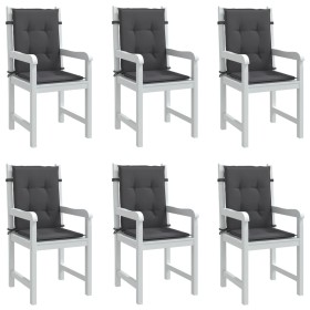 6 Stück Sitzkissen mit niedriger Rückenlehne, grauer Anthrazit-Melange-Stoff. von vidaXL, Kissen für Stühle und Sofas - Ref: ...