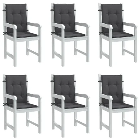 6 Stück Sitzkissen mit niedriger Rückenlehne, grauer Anthrazit-Melange-Stoff. von vidaXL, Kissen für Stühle und Sofas - Ref: ...