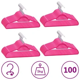 Set of 100 non-slip pink velvet clothes hangers by vidaXL, Hangers - Ref: Foro24-289925, Price: 63,95 €, Discount: %