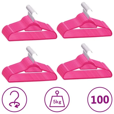 Set of 100 non-slip pink velvet clothes hangers by vidaXL, Hangers - Ref: Foro24-289925, Price: 63,95 €, Discount: %