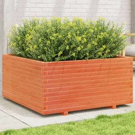 Jardinera madera maciza de pino marrón cera 100x100x49,5 cm by vidaXL, Pots and planters - Ref: Foro24-3282541, Price: 265,20...