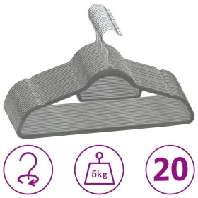 Set of 20 non-slip gray velvet clothes hangers by vidaXL, Hangers - Ref: Foro24-289917, Price: 18,82 €, Discount: %