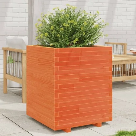 Jardinera madera maciza de pino marrón cera 60x60x72,5 cm by vidaXL, Pots and planters - Ref: Foro24-3282581, Price: 220,63 €...