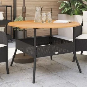 Mesa de jardín superficie madera acacia ratán negro Ø110x71 cm by vidaXL, Garden tables - Ref: Foro24-368625, Price: 174,69 €...