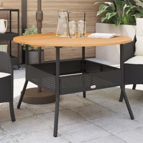 Mesa de jardín superficie madera acacia ratán negro Ø110x71 cm de vidaXL, Mesas de jardín - Ref: Foro24-368625, Precio: 153,9...