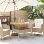 Mesa de jardín superficie de madera ratán PE beige Ø110x71 cm de vidaXL, Mesas de jardín - Ref: Foro24-368627, Precio: 156,25...