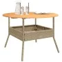 Mesa de jardín superficie de madera ratán PE beige Ø110x71 cm de vidaXL, Mesas de jardín - Ref: Foro24-368627, Precio: 156,25...