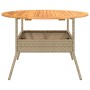 Mesa de jardín superficie de madera ratán PE beige Ø110x71 cm de vidaXL, Mesas de jardín - Ref: Foro24-368627, Precio: 160,58 €