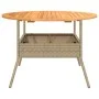 Mesa de jardín superficie de madera ratán PE beige Ø110x71 cm de vidaXL, Mesas de jardín - Ref: Foro24-368627, Precio: 156,25...