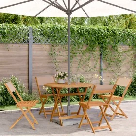 Set de comedor de jardín 5 pzas tela madera maciza gris taupe by vidaXL, Garden sets - Ref: Foro24-3281774, Price: 250,28 €, ...