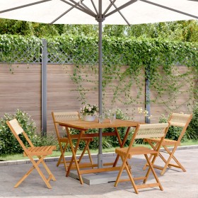 Set de comedor jardín 5 pzas polipropileno madera maciza beige von vidaXL, Gartensets - Ref: Foro24-3281783, Preis: 310,62 €,...