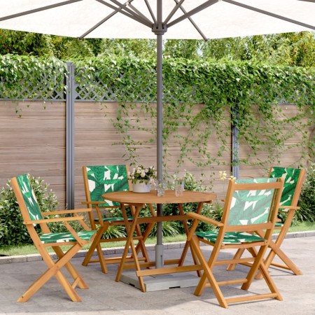 Set de comedor jardín 5 pzas tela madera maciza estampado hojas by vidaXL, Garden sets - Ref: Foro24-3281824, Price: 363,07 €...