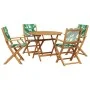 Set de comedor jardín 5 pzas tela madera maciza estampado hojas de vidaXL, Conjuntos de jardín - Ref: Foro24-3281824, Precio:...