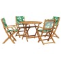Set de comedor jardín 5 pzas tela madera maciza estampado hojas by vidaXL, Garden sets - Ref: Foro24-3281824, Price: 363,07 €...