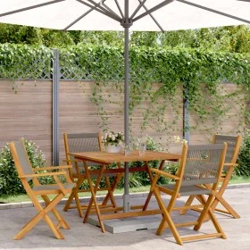 Set de comedor jardín 5 pzas polipropileno madera maciza gris by vidaXL, Garden sets - Ref: Foro24-3281830, Price: 394,50 €, ...