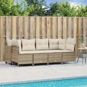 Juego de sofás jardín con cojines 5 pzas ratán sintético beige by vidaXL, Garden sets - Ref: Foro24-3261525, Price: 403,98 €,...