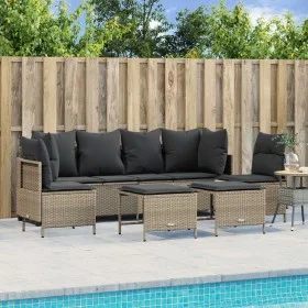 Set de sofás jardín y cojines 5 pzas ratán sintético gris claro by vidaXL, Garden sets - Ref: Foro24-3261550, Price: 422,92 €...