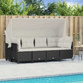 Gartenmöbel-Set 5-teilig mit schwarzen Polstern aus synthetischem Rattan von vidaXL, Gartensets - Ref: Foro24-3261527, Preis:...