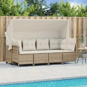 Gartensofa-Set mit 5-teiligen Kissen aus synthetischem Rattan in Beige. von vidaXL, Gartensets - Ref: Foro24-3261531, Preis: ...