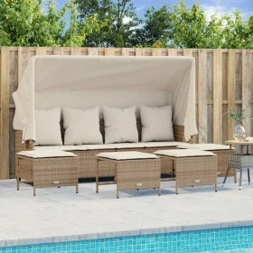 Juego de sofás jardín con cojines 5 pzas ratán sintético beige by vidaXL, Garden sets - Ref: Foro24-3261567, Price: 403,74 €,...