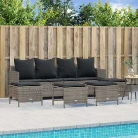 Gartensitzgruppe mit 5-teiligen Sofas und Kissen aus grauem synthetischem Rattan. von vidaXL, Gartensets - Ref: Foro24-326155...
