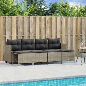 Gartensofa-Set und Kissen, 5-teilig, aus hellem grauem Kunststoff-Rattan. von vidaXL, Gartensets - Ref: Foro24-3261538, Preis...