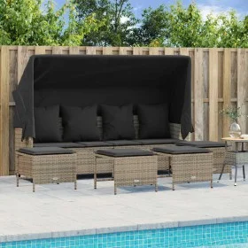 Juego de sofás jardín con cojines 5 pzas ratán sintético gris by vidaXL, Garden sets - Ref: Foro24-3261565, Price: 382,23 €, ...
