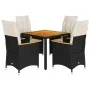 Set de muebles jardín 5 pzas con cojines ratán sintético negro de vidaXL, Conjuntos de jardín - Ref: Foro24-3276832, Precio: ...