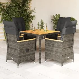 Garten-Essgruppe, 5-teilig, mit grauen Polstern aus synthetischem Rattan von vidaXL, Gartensets - Ref: Foro24-3276845, Preis:...
