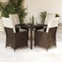 Set comedor de jardín 5 piezas y cojines ratán sintético marrón by vidaXL, Garden sets - Ref: Foro24-3276769, Price: 548,61 €...