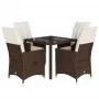 Garten-Essgruppe, 5-teilig, mit braunen Kunststoff-Rattan-Kissen. von vidaXL, Gartensets - Ref: Foro24-3276769, Preis: 572,78...