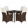 Set comedor de jardín 5 piezas y cojines ratán sintético marrón by vidaXL, Garden sets - Ref: Foro24-3276769, Price: 548,61 €...