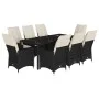 Set de comedor de jardín 9 pzas y cojines ratán sintético negro by vidaXL, Garden sets - Ref: Foro24-3276699, Price: 1,00 €, ...