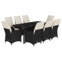 Set de comedor de jardín 9 pzas y cojines ratán sintético negro by vidaXL, Garden sets - Ref: Foro24-3276699, Price: 1,00 €, ...