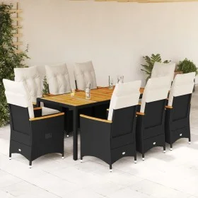 Set de comedor de jardín 9 pzas y cojines ratán sintético negro by vidaXL, Garden sets - Ref: Foro24-3276839, Price: 1,00 €, ...