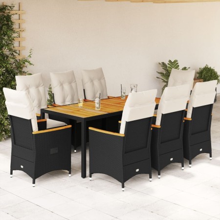Set de comedor de jardín 9 pzas y cojines ratán sintético negro von vidaXL, Gartensets - Ref: Foro24-3276839, Preis: 1,00 €, ...