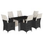 Set de comedor de jardín 7 pzas y cojines ratán sintético negro by vidaXL, Garden sets - Ref: Foro24-3276866, Price: 793,59 €...