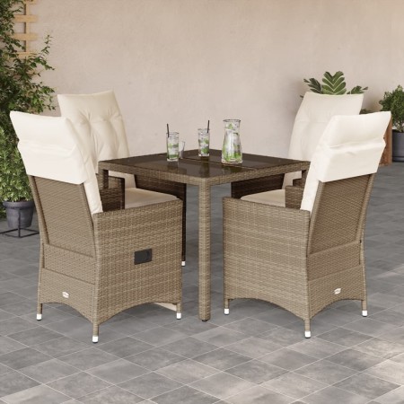 Set comedor de jardín 5 pzas con cojines ratán sintético beige by vidaXL, Garden sets - Ref: Foro24-3276801, Price: 588,24 €,...