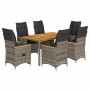 Set comedor jardín 7 pzas y cojines ratán sintético gris de vidaXL, Conjuntos de jardín - Ref: Foro24-3276848, Precio: 837,67...