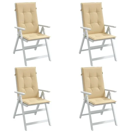 Kissen für Hochlehner, 4 Stück, Beige-Melange-Stoff, 120 x 50 x 4 cm von vidaXL, Kissen für Stühle und Sofas - Ref: Foro24-40...