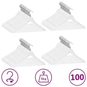 Set of 100 hard white wooden non-slip clothes hangers. by vidaXL, Hangers - Ref: Foro24-289916, Price: 134,24 €, Discount: %