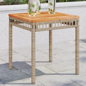Garden table PE rattan acacia wood beige mix 38x38x42 cm by vidaXL, Garden tables - Ref: Foro24-365865, Price: 38,82 €, Disco...