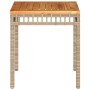 Mesa de jardín ratán PE madera acacia beige mezcla 38x38x42 cm