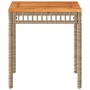 Mesa de jardín ratán PE madera acacia beige mezcla 38x38x42 cm