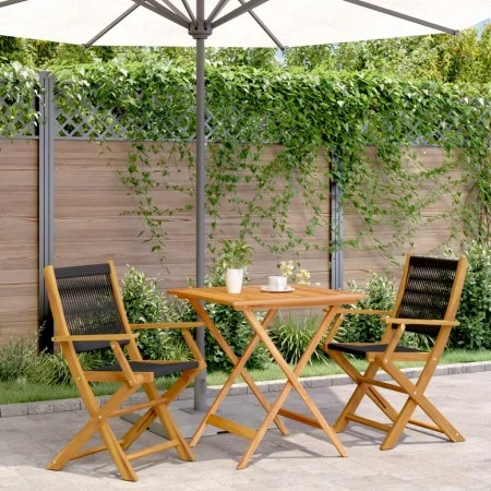3-piece black polypropylene and solid wood bistro set by vidaXL, Garden sets - Ref: Foro24-3281877, Price: 205,10 €, Discount: %