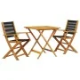 3-piece black polypropylene and solid wood bistro set by vidaXL, Garden sets - Ref: Foro24-3281877, Price: 205,10 €, Discount: %
